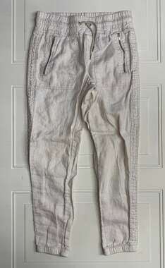 Athleta Womens Sz 2 Cream White Cabo 100% Linen Joggers Pants Lightweight